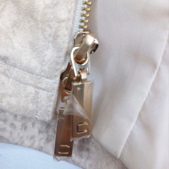 𝅺chico's Elongated Faux Suede Snake Print Moto Jacket Size 3 - Picture 4 of 8